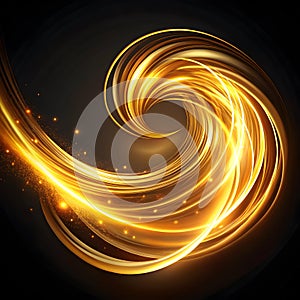 Bright golden wave trails twisting and forming a vortex