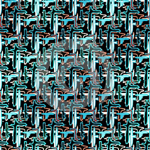 Bright graffiti geometric seamless pattern grunge effect