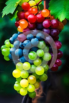 Bright grapes of rainbow colors, Lgbtq symbols, ai generative