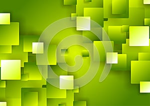 Bright green abstract tech geometric squares background