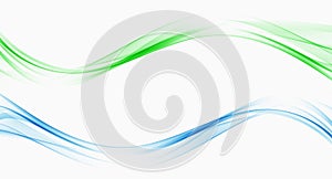 Bright green and blue abstract speed lines flow minimalistic fresh swoosh seasonal spring wave transition divider