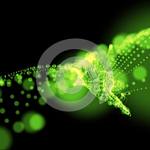 Bright green blurry dotted wavy background