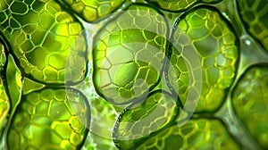 The bright green chloroplasts within the cell of a Euglenoid responsible for photosynthesis and giving the organism its