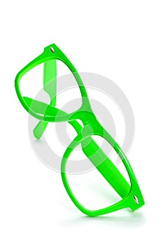 Bright green eyeglasses