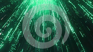 Green digital raining code data stream flowing