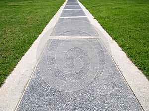 Bright green grass field and walkway for background wallpaper