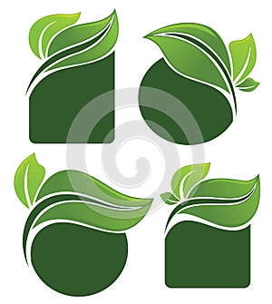 Bright green leaf frames and stickers