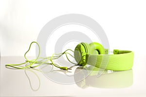 Bright green music headphones