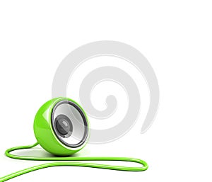 Bright green speaker with cable