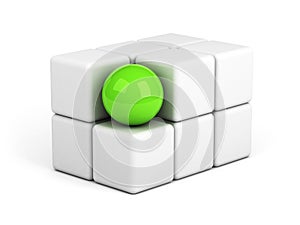 Bright green sphere out of the crowd concept