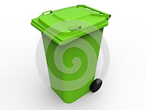 Bright green trash can