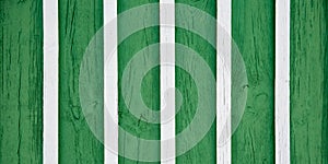 Bright Green and white wooden painted background texture old backdrop wood wall vertical plank