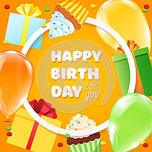 Bright Happy Birthday card template