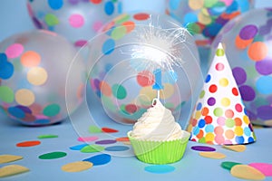 Bright Happy Birthday Cupcakes With Candles