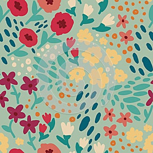 Bright and happy floral seamless pattern