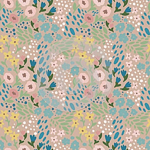 Bright and happy floral seamless pattern