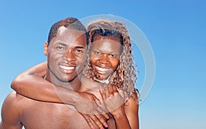Bright Happy Image of an African Amercian Couple S photo
