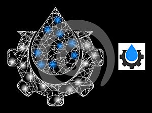 Bright Hatched Water Production Mesh Icon with Lightspots