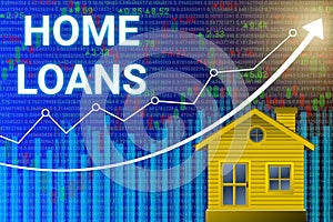 bright home loans word isolated on graph and arrow background