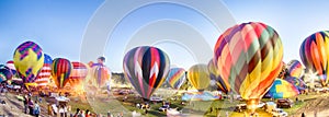 Bright Hot Air Balloons Glowing at Night