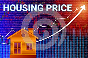 bright housing price intrest word isolated on graph and arrow background