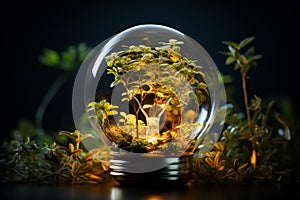 A Bright Idea: Illuminated Light Bulb with Enchanting Tree Inside