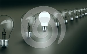 Bright Idea - Standing Out - Concept with Light Bulbs