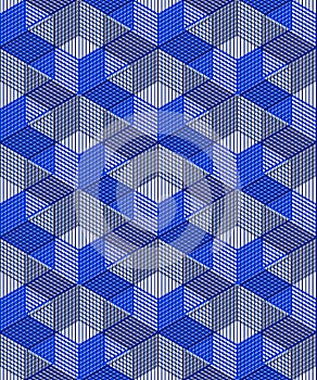 Bright illusory abstract geometric seamless pattern with 3d geom