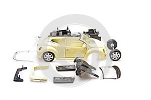 Bright image of toy car parts isolated