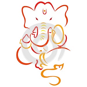 Bright indian elephant deity ganesh at diwali celebration in flat style on white background. Design suitable for modern decor