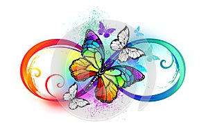 Bright infinity with rainbow butterfly