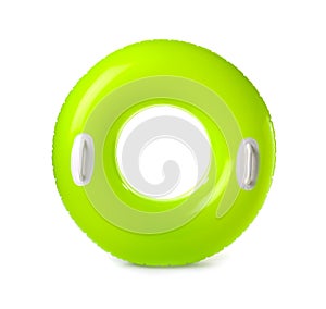 Bright inflatable ring on white. Beach accessories