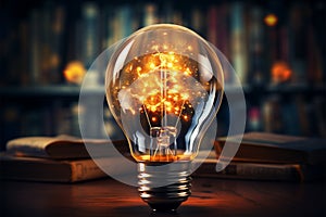 Bright intellect Light bulb, book unite, portraying innovative ideas sparked by education