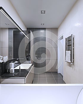 Bright interior of bathroom