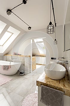 Bright interior of bathroom