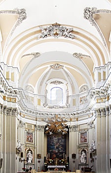 Bright interiors of a baroque church, palermo