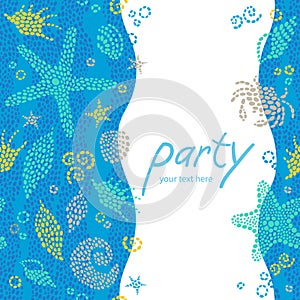 Bright invitation cards with sea elements.