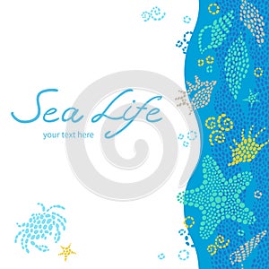 Bright invitation cards with sea elements.