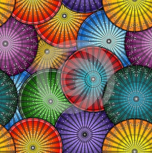 Bright japanese umbrella seamless pattern. Vector Illustration