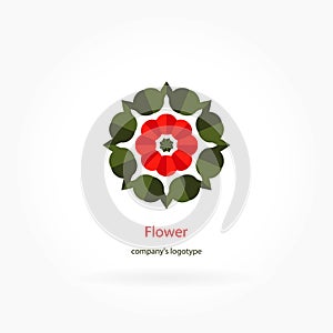 Bright and juicy beautiful circular logo for boutique, flower shop, business. Company mark, emblem, element. Simple geometric