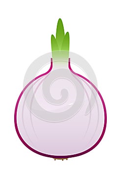 Bright juicy onion cartoon over white background