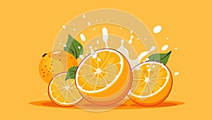 Bright and Juicy Oranges with Splash Juice