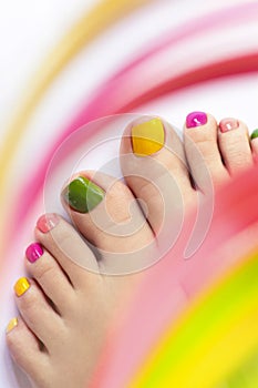 Bright juicy summer pedicure