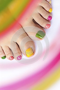 Bright juicy summer pedicure