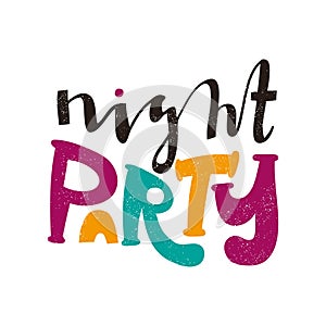 Bright and juicy vector illustration for Halloween. Night party. Lettering