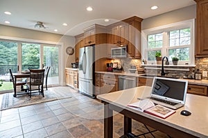 Bright Kitchen with Desk for Objects