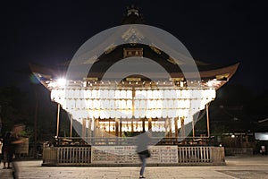 Bright Lanterns at Yasaka Shrine in Kyoto Japan at night