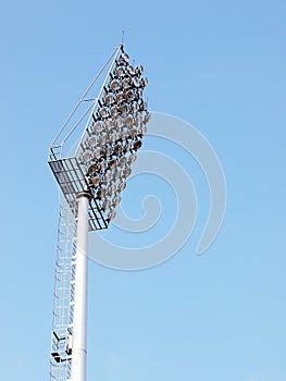 Bright large tall outdoor stadium spotlights