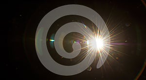 Bright Lens Flare on Black Background