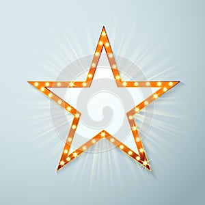 Bright light bulb cinema star symbol layout